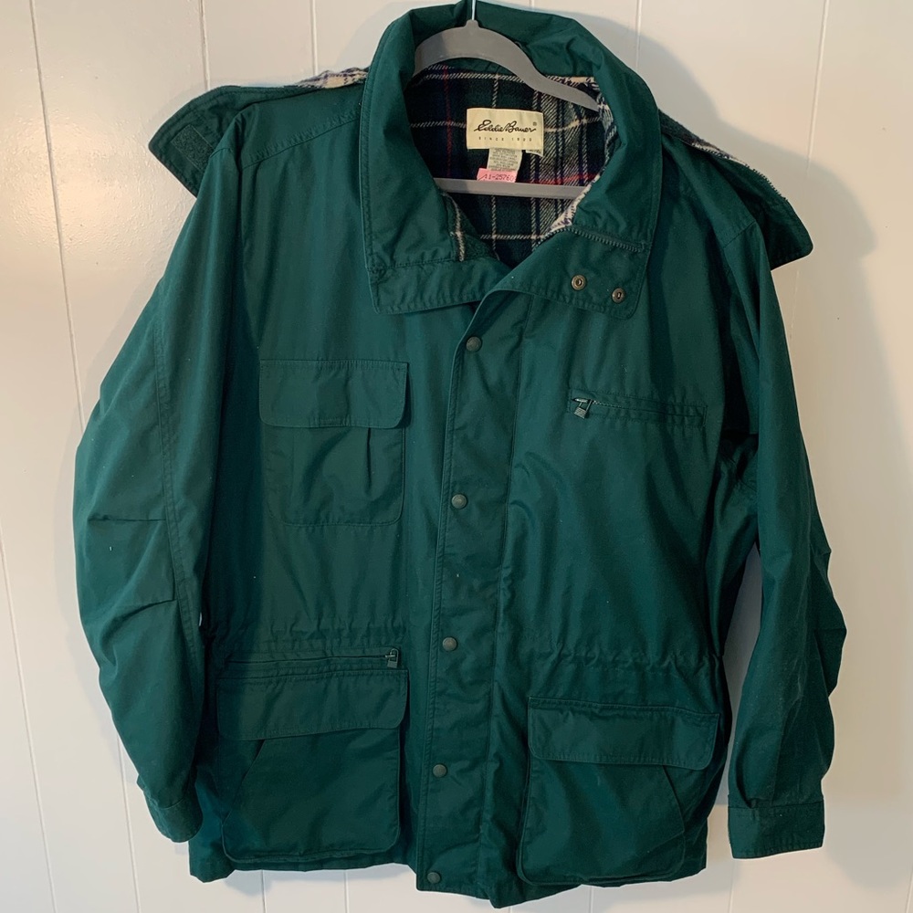 Eddie Bauer green wool lined jacket